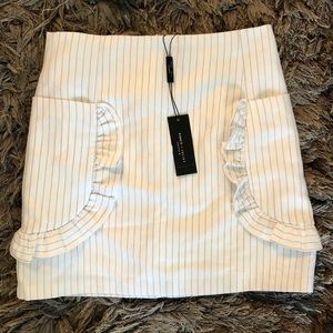 White Pinstripe Ruffle Skirt
